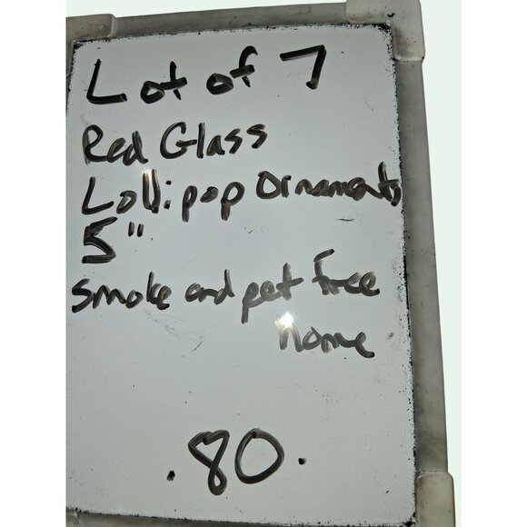 Lot Of 7 Red Glass Lollipop Ornaments 5" Hanging Holiday Decorations - Picture 6 of 6